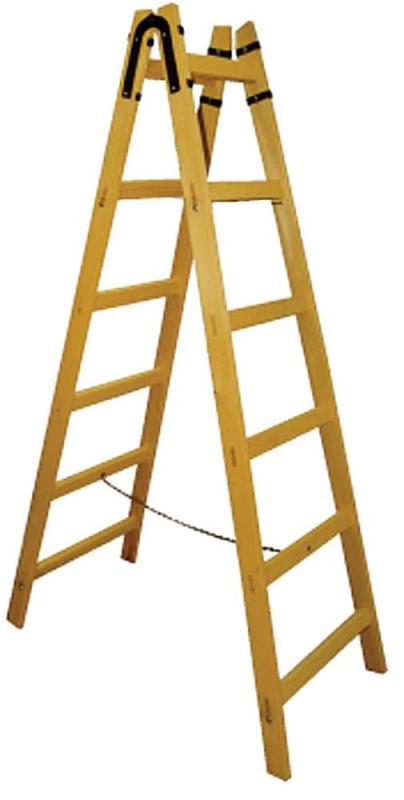 Rebrík drevený dvojdielny bez háčika 7 - priečkový, 233 cm