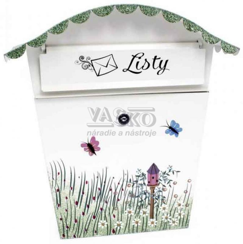 Poštová schránka s polkruhovou strieškou, motív lúka s kvetmi,, XL-TOOLS
