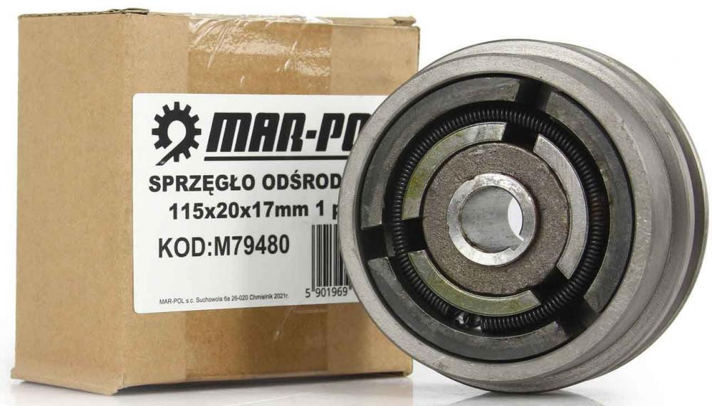 Odstredivá spojka pre motor, priemer 115 mm, hriadeľ 20 mm, 1 remenica, MAR-POL