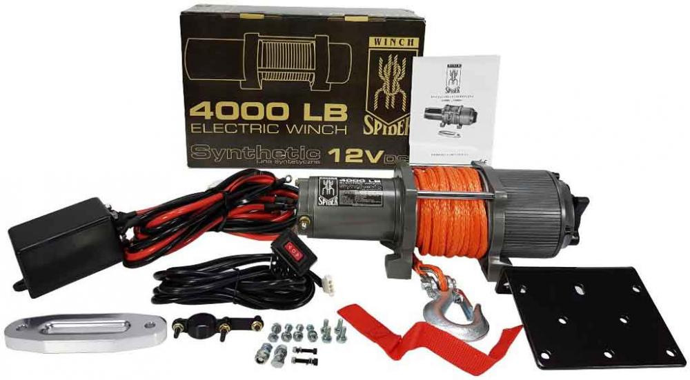 Naviják elektrický, 12 V, 800W, max. ťah 1814 kg, syntetické lano 6 mm, MAR-POL