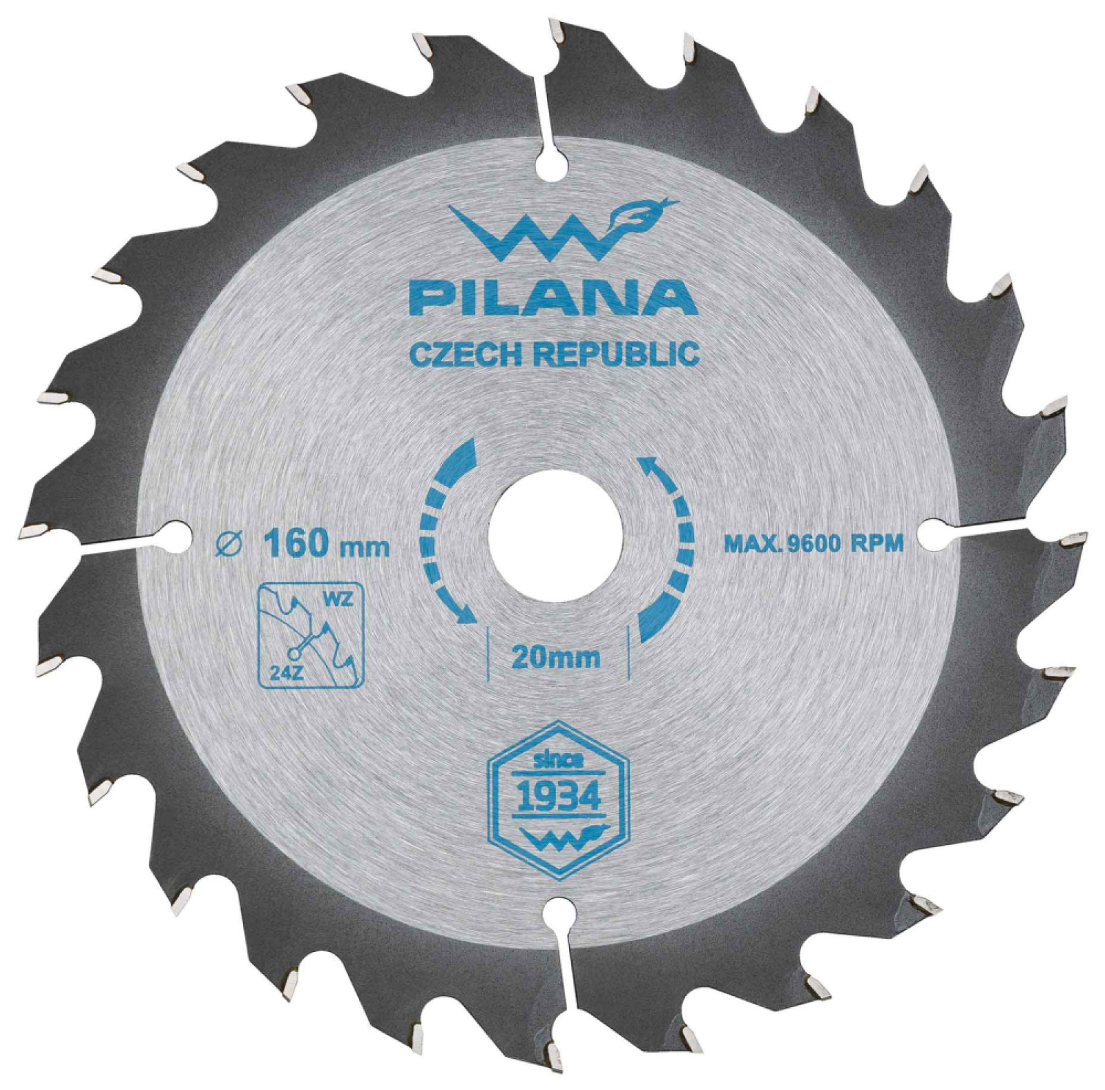 Pílový kotúč s SK plátkami 160x2,0x20 zuby 24 WZ, PILANA