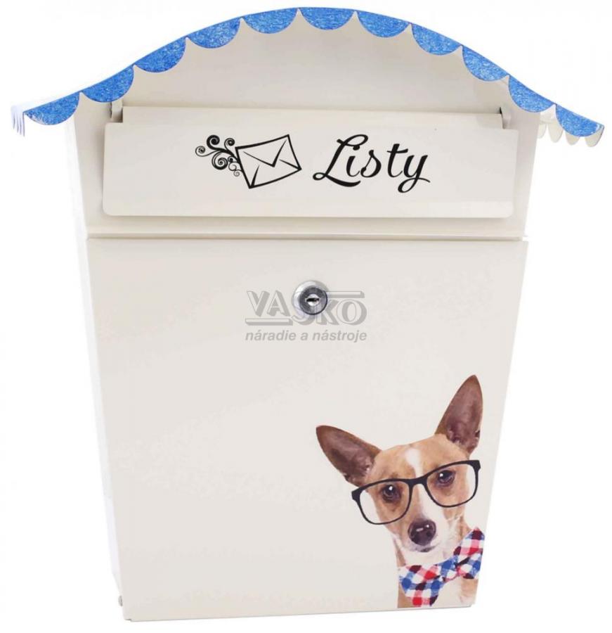 Poštová schránka s vlnitou strieškou, motív psík s motýlikom, XL-TOOLS