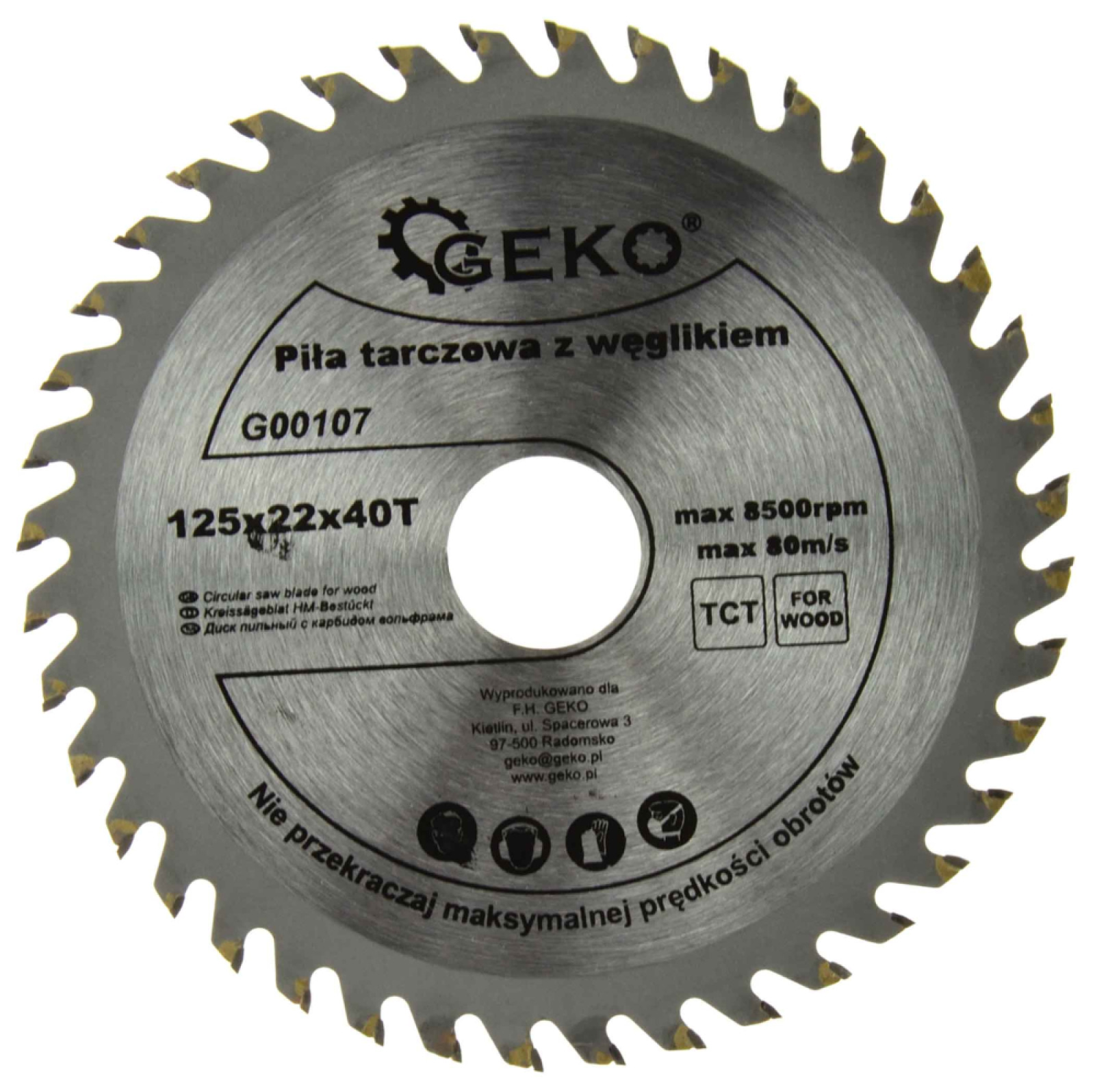 Pílový kotúč s SK plátkami 125x1,8x22 zuby 40, GEKO