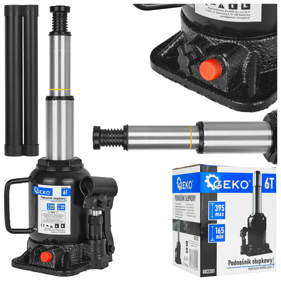 Zdvihák hydraulický dvojstupňový, nosnosť 6.000kg, zdvih 165-395 mm, GEKO
