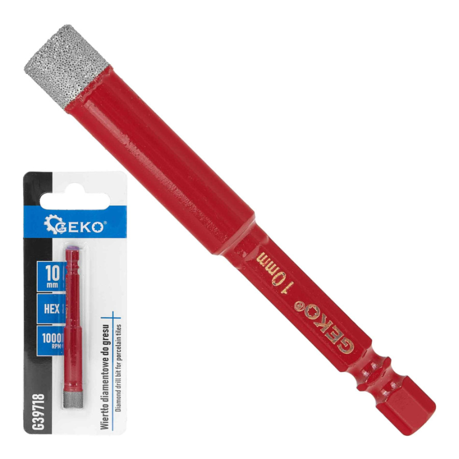 Diamantový vrták do gresu 10 mm, upnutie 6-HRAN, GEKO