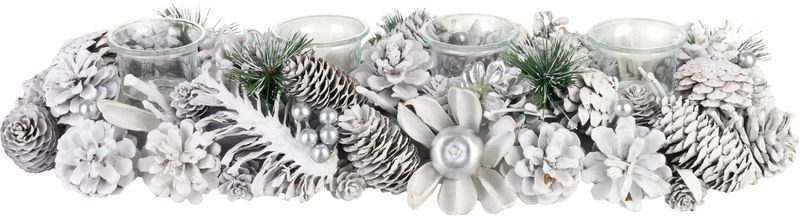 Ikebana MagicHome Vianoce, adventná, biela, 50x16x9 cm