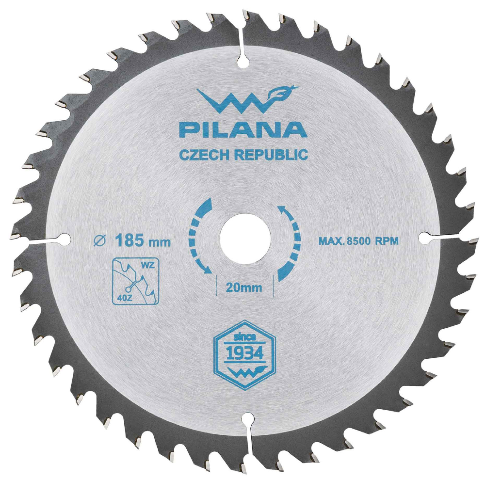 Pílový kotúč s SK plátkami 185x2,0x20 zuby 40 WZ, PILANA