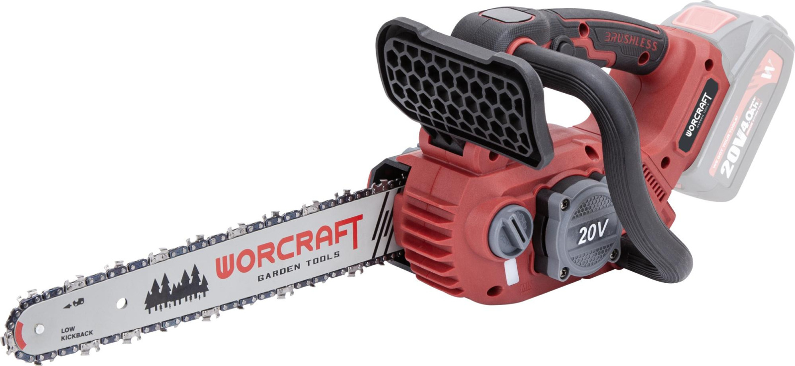 Píla Worcraft CGC-S20LiBAM, bezuhliková, reťazová, 20V Li-ion, 75ml nádrž na olej, 12" reťaz, SET v