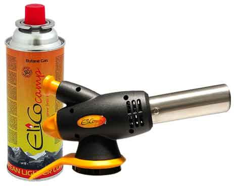 Spájkovacia lampa s piezo zapaľovačom a kartušou 220g, otočný uzáver, ELICO