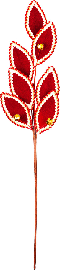 Vetvička MagicHome Vianoce, s listami, červená, 55 cm