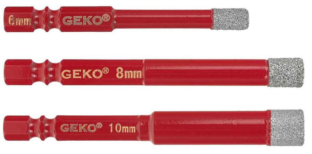 Sada diamantových vrtákov do gresu 6, 8, 10 mm, upnutie 6-HRAN, GEKO