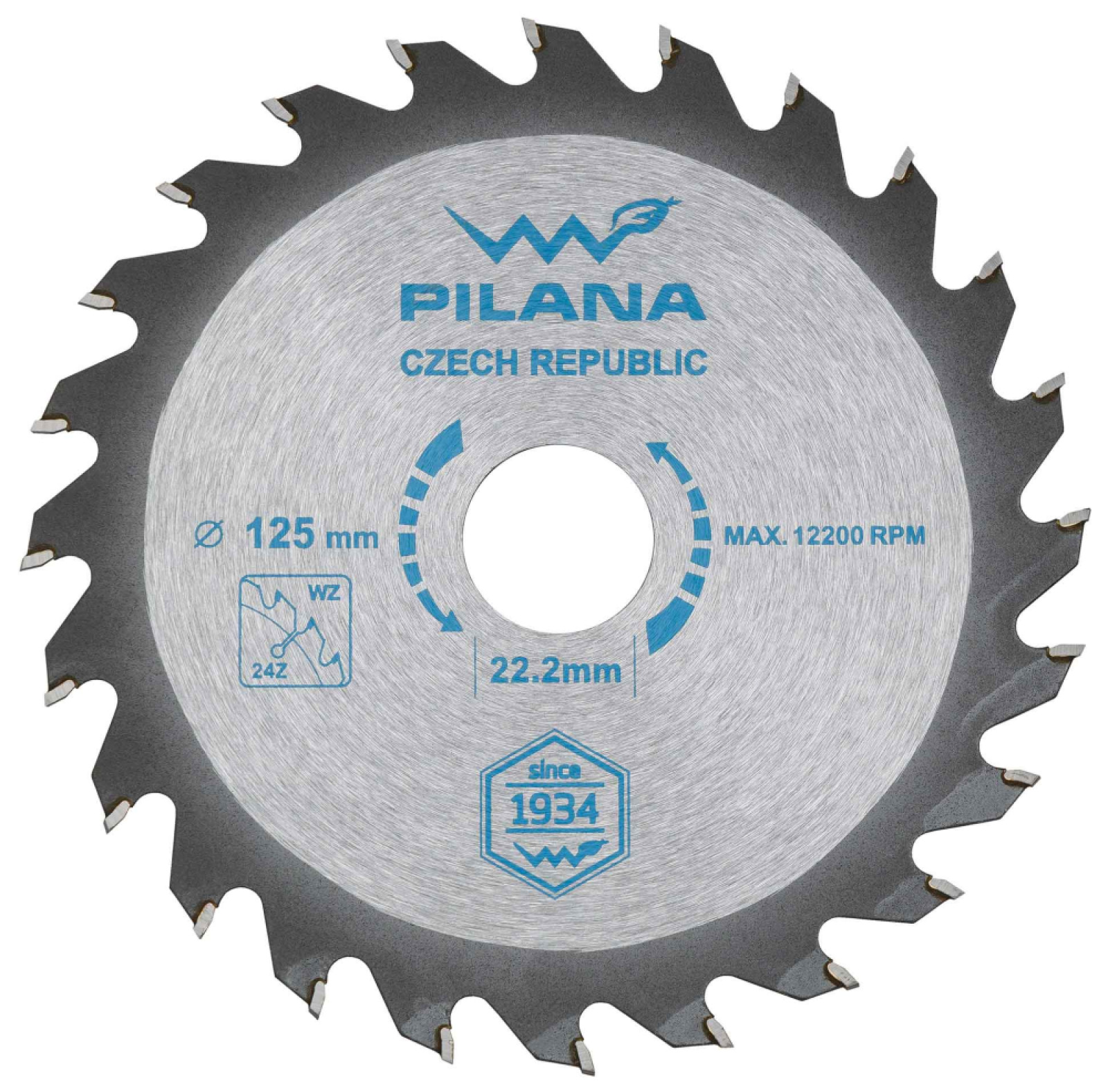 Pílový kotúč s SK plátkami 125x1,8x22,2 zuby 24 WZ, PILANA