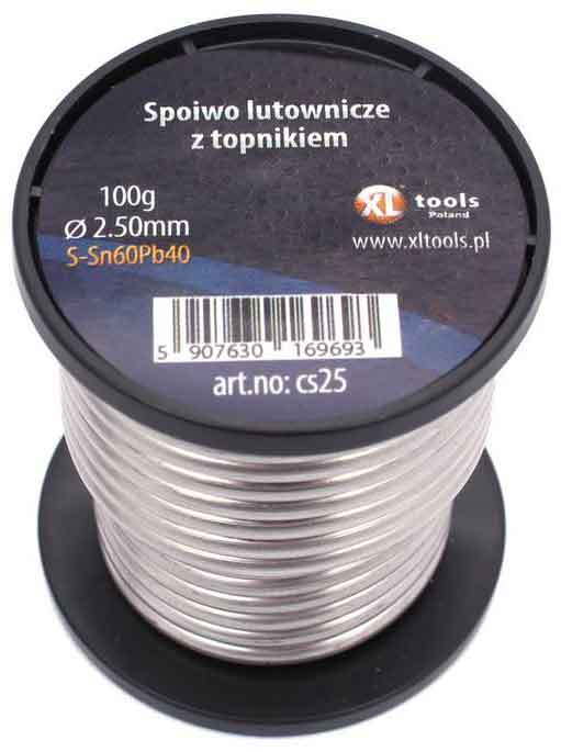 Spájka mäkká Sn60Pb40, priemer 2,5 mm, 100 g, tavidlo SW26, XL-TOOLS
