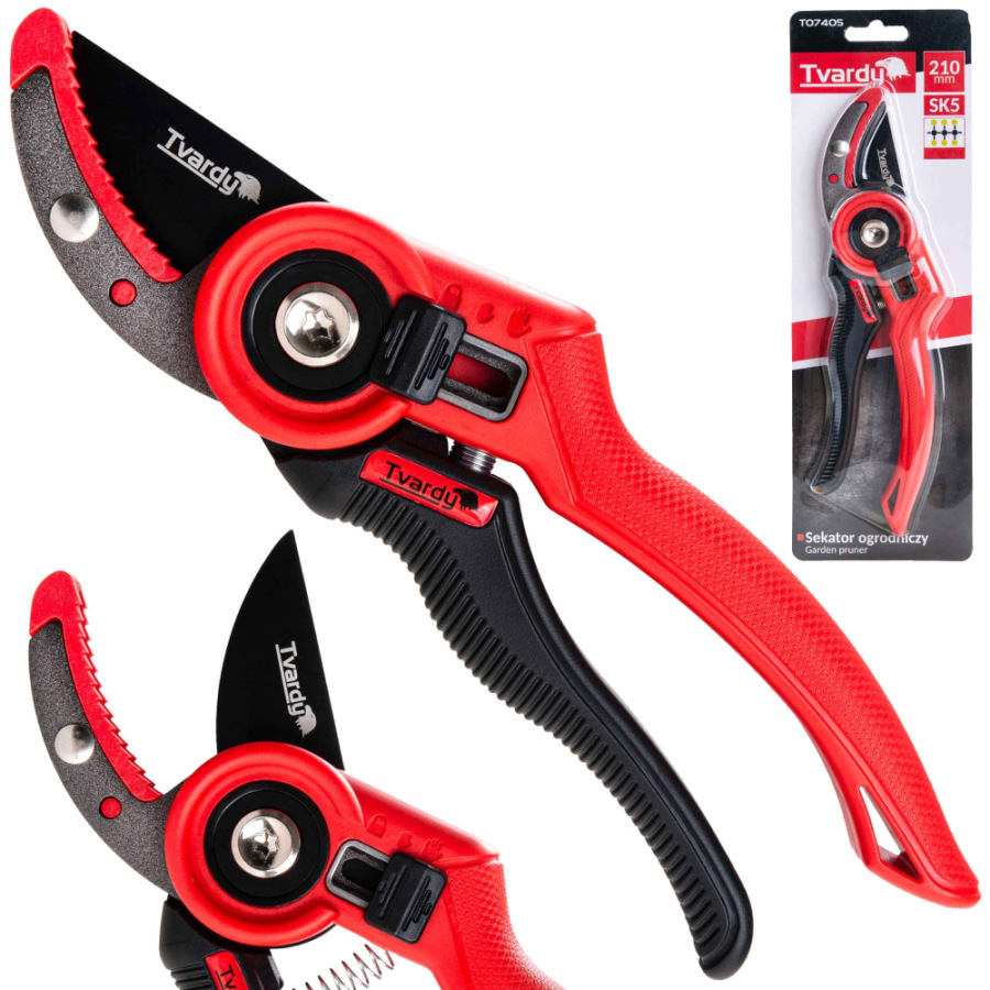 Záhradnícke nožnice 210 mm, zubaté ostrie, japonská oceľ SK5, teflón, TVARDY