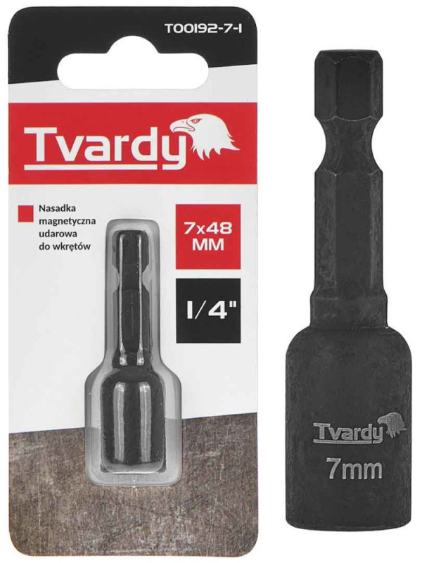 Adaptér úderový 1/4" 6 hran magnetický 7x48 mm, TVARDY