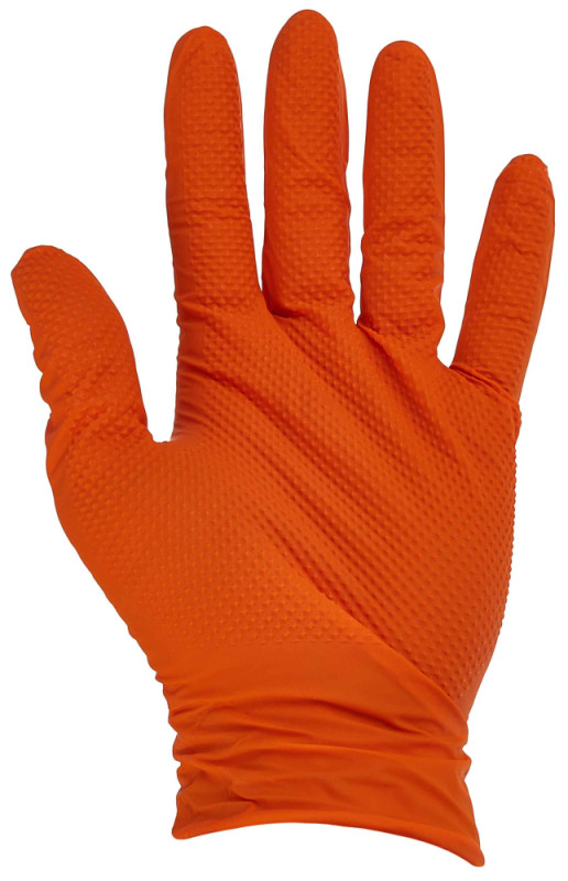 Rukavice nitrilové oranžové, sada 50ks, veľkosť M, SOLID GRIP, GEKO 2