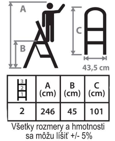 Schodíky Strend Pro LFT105 2 stupienkové stupadlo, oceľové, EN14183, nosn. 150 kg 5