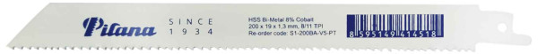 Mečový pílový list na drevo a kov 200x19x1,3 mm, 8/11 zubov, BiMetal Co-8%, PILANA