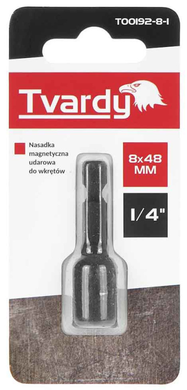 Adaptér úderový 1/4" 6 hran magnetický 8 x 48 mm, TVARDY 1