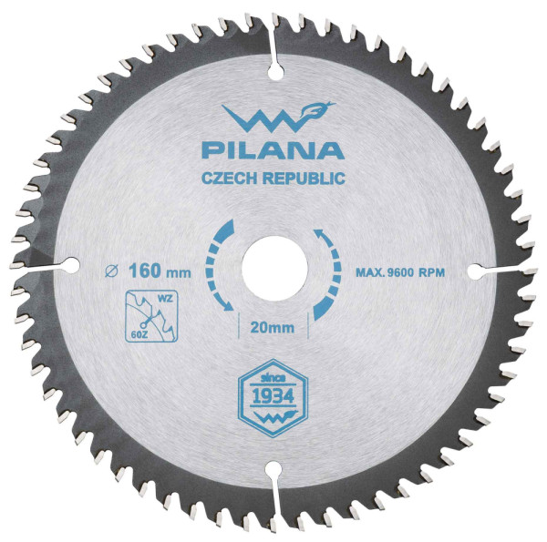 Pílový kotúč s SK plátkami 160x2,0x20 zuby 60 WZ, PILANA