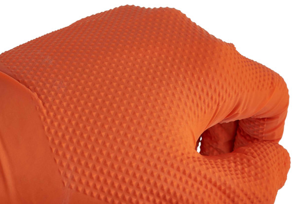 Rukavice nitrilové oranžové, sada 50ks, veľkosť M, SOLID GRIP, GEKO 3
