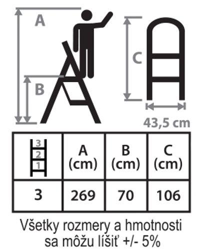 Schodíky Strend Pro LFD110 3 stupienkové, oceľové, EN14183, nosn. 150 kg 5