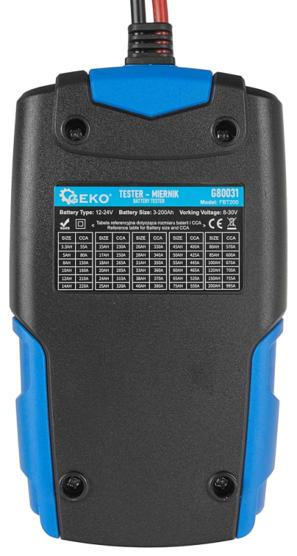 Tester na meranie akumulátorových batérii 12/24V 3Ah-200Ah, GEKO 6