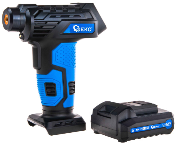 Akumulátorový kompresor 0,2-10,3 Bar, 12V, 1,5Ah batéria, 23l/min, LCD display, GEKO 19