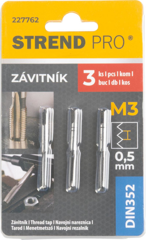 Závitník Strend Pro, M3, 0,5 mm, DIN352, bal. 3 ks 1
