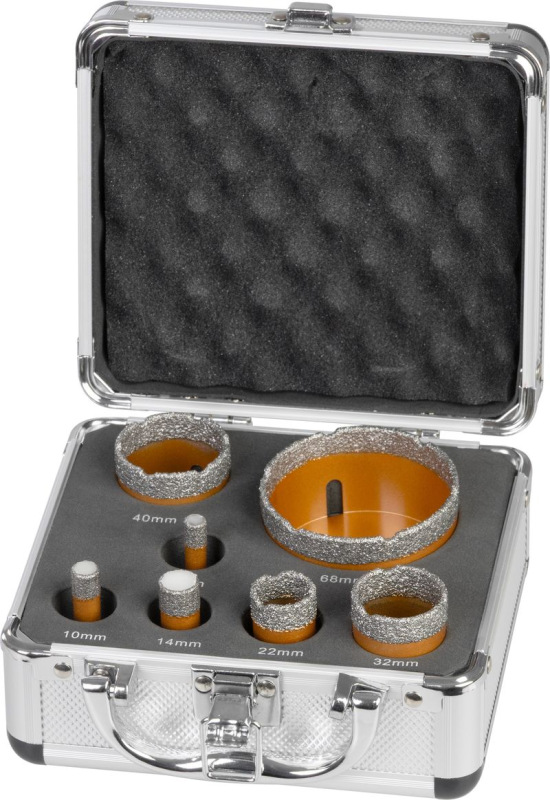 Sada vyrezávačov Strend Pro, diamantová, 8 - 68 mm, M14, hliníkový box. sada 7 ks 3