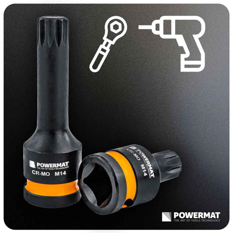 Sada krátkých a dlhých úderových hlavíc M14, M16, M18, 6-dielna, POWERMAT 17