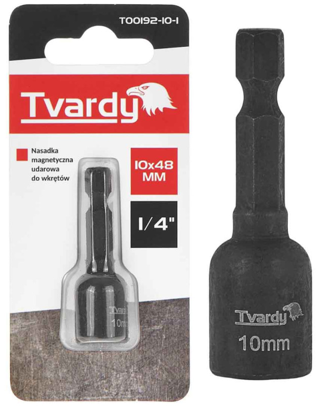 Adaptér úderový 1/4" 6 hran magnetický 10x48 mm, TVARDY