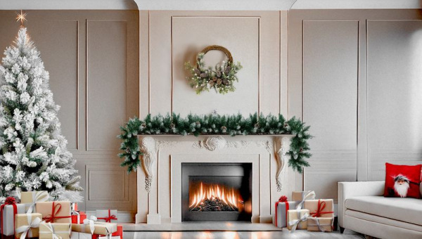 Veniec MagicHome Vianoce, prútený, s prírodnými vetvičkami, 48x41x11 cm 1