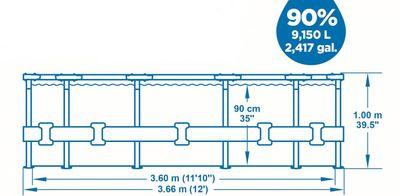 Bazén Bestway® Steel Pro MAX, 56709, vzor ratan, kartušová filtrácia, rebrík, 366x100 cm 4