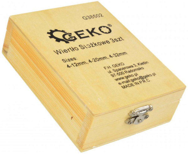 Sada stupňovitých vrtákov 3-dielna, 4-12, 4-20, 4-32 TiN, GEKO 2