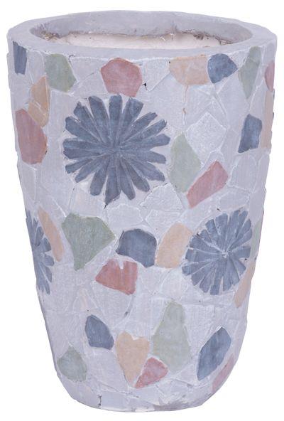 Dekorácia MagicHome, Kvetináč s mozaikou, sivý, keramika, 20,5x20,5x28 cm
