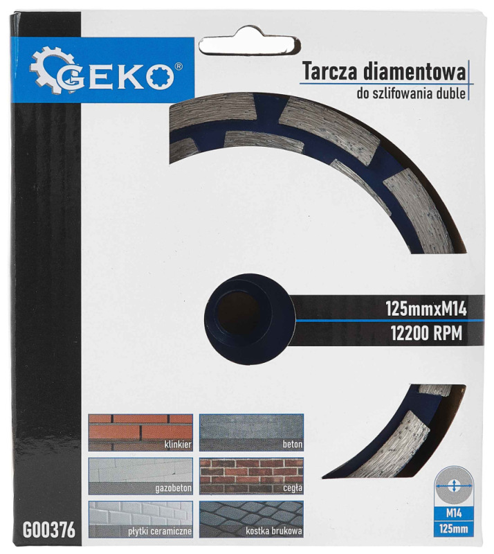 Brúsny diamantový kotúč 125 x 22 mm dvojradový so závitom M14, GEKO 5