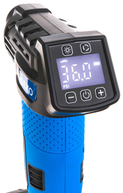 Akumulátorový kompresor 0,2-10,3 Bar, 12V, 1,5Ah batéria, 23l/min, LCD display, GEKO 8