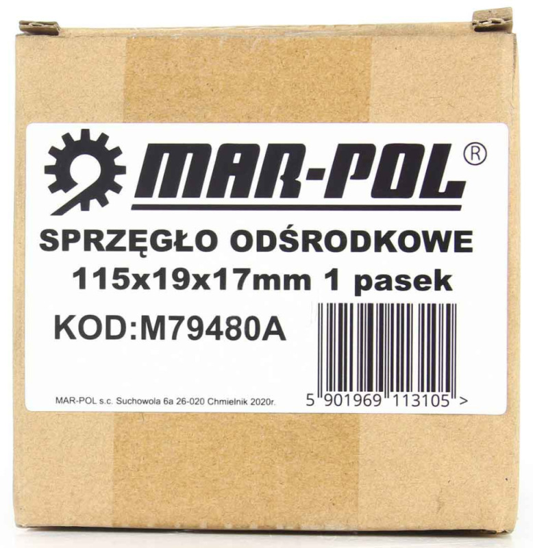 Odstredivá spojka pre motor, priemer 115 mm, hriadeľ 19 mm, 1 remenica, MAR-POL 1