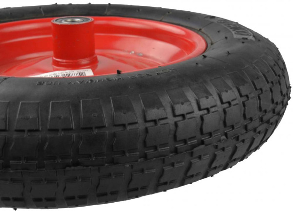 Nafukovacie koleso s ložiskami, otvor 12 mm, priemer 36,5 cm, šírka 8 cm, červené s oskou 3