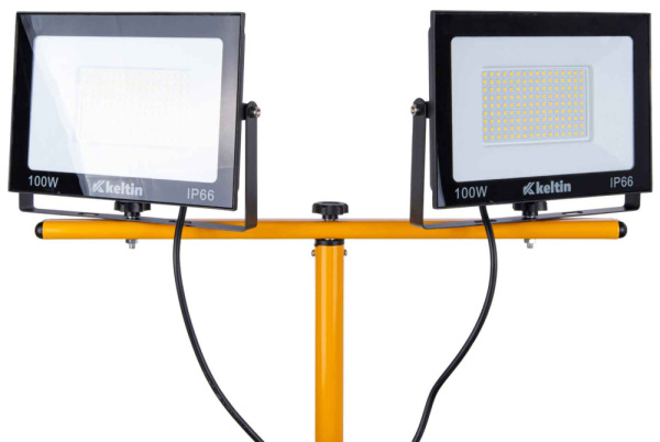 LED reflektor 2x100W s teleskopickým stojanom, studená biela 6500K, KELTIN 13