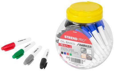 Značkovač Strend Pro, v plastovej dóze, červený/čierny/zelený/modrý, Sellbox 72 ks
