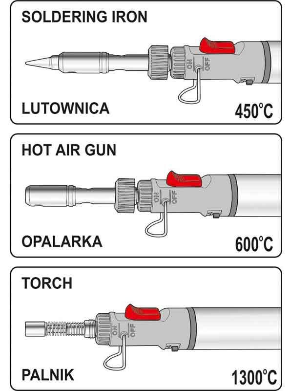 Spájkovacia lampa 3v1, nastavenie teplôt 450, 600 a 1.300°C, zásobník 15 ml, PRO-TECHNIK 3