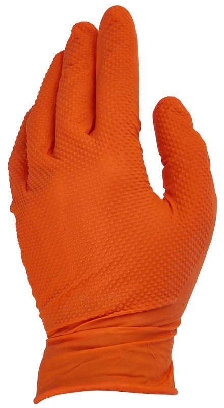 Rukavice nitrilové oranžové, sada 50ks, veľkosť M, SOLID GRIP, GEKO 1