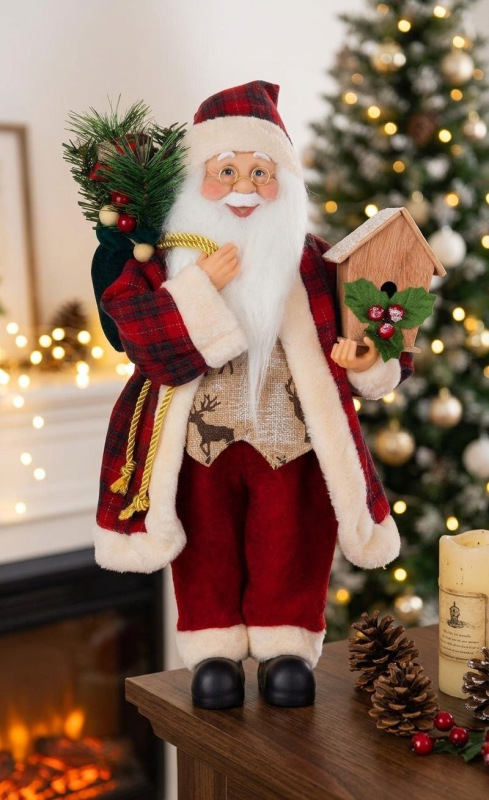 Dekorácia MagicHome Vianoce, santa, textil, červený, 16x26x45 cm 1