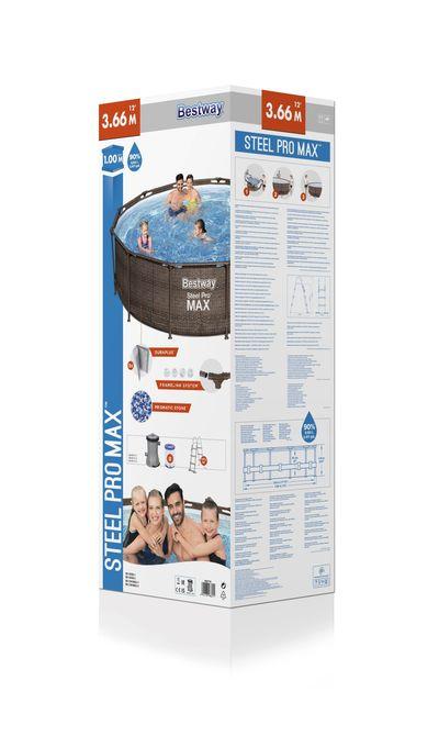 Bazén Bestway® Steel Pro MAX, 56709, vzor ratan, kartušová filtrácia, rebrík, 366x100 cm 3