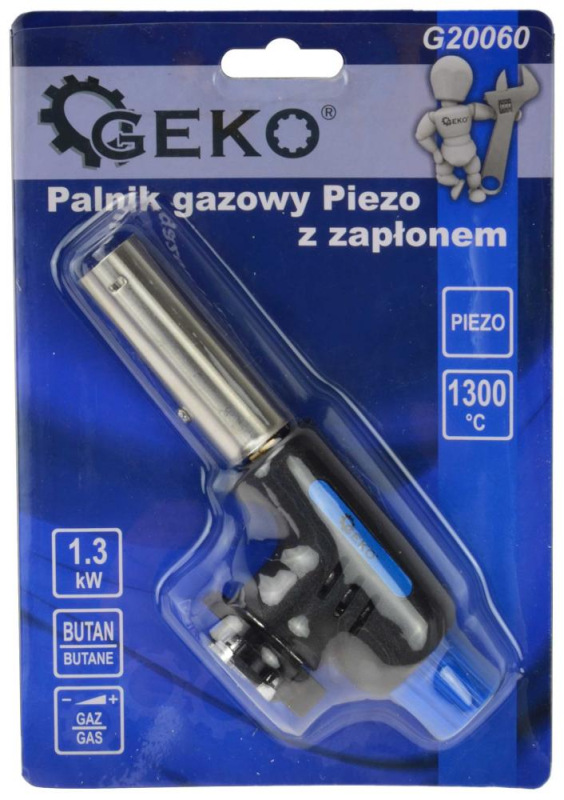Spájkovacia lampa na plynovú kartušu 225g, piezo zapaľovanie, GEKO 1