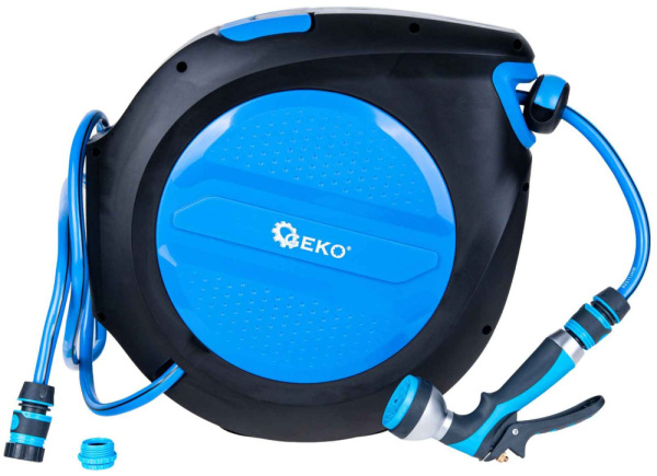 Navíjací bubon s držiakom na stenu so záhradnou hadicou 30 m, GEKO 8