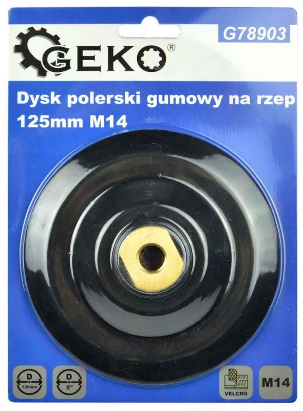 Kotúč unášací, suchý zips 125 mm, gumený, závit M14, na diamantové kotúče, GEKO 1