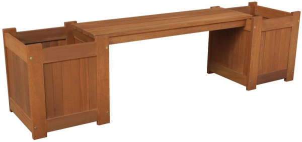 Lavica LEQ GURRE, 174x45x40 cm, drevená, 2 kvetináče